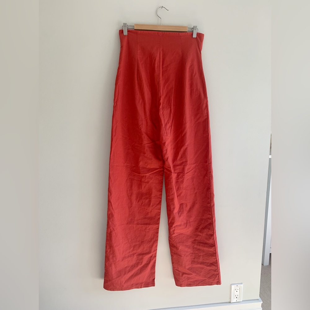 🌻SOLD🌻Pretty Little Thing Tall Rust High Waisted Seam Detail Pants - Picture 6 of 13